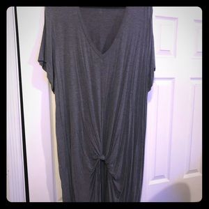 ROMANS KNOT FRONT HI-LO DRAPE TUNIC TOP